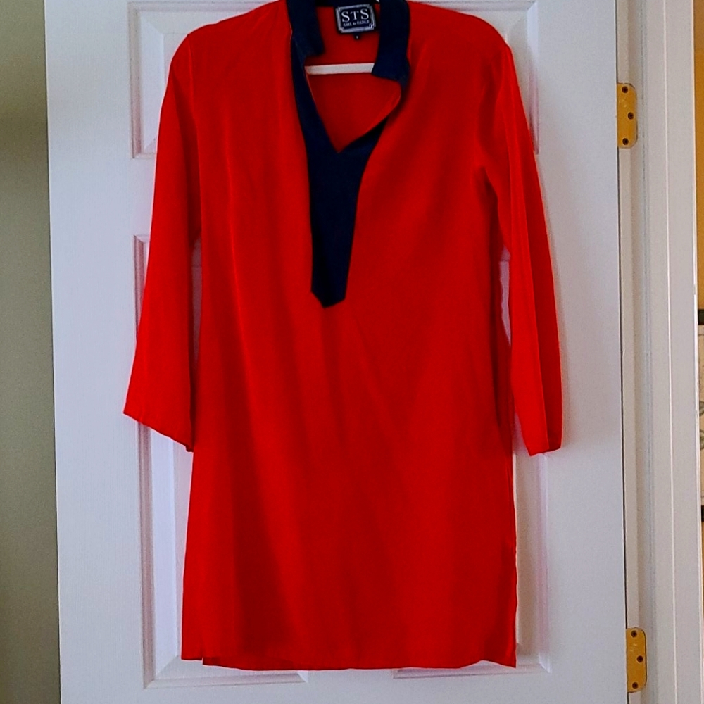 Sail to Sable red silk dress
